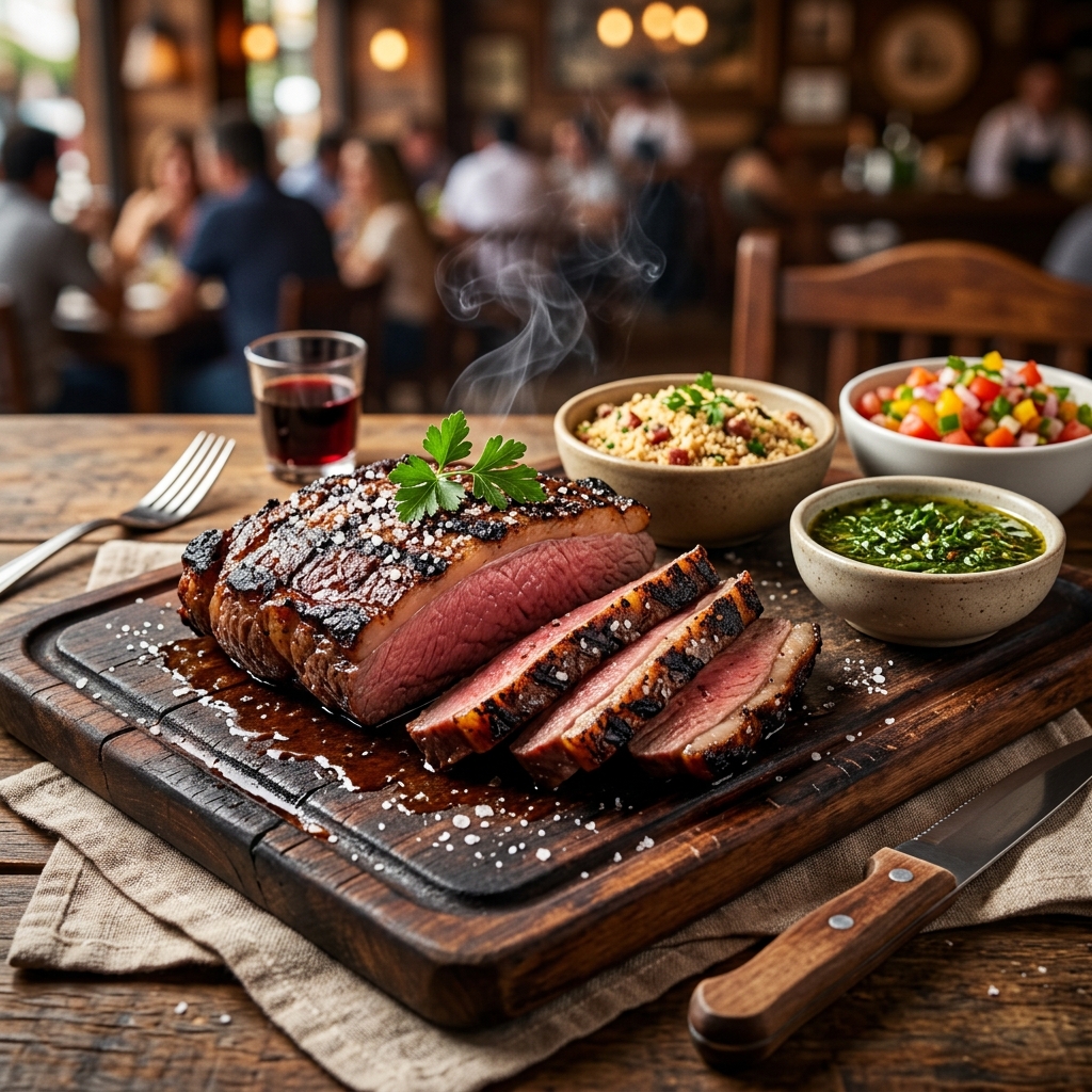 Picanha na chapa com farofa
